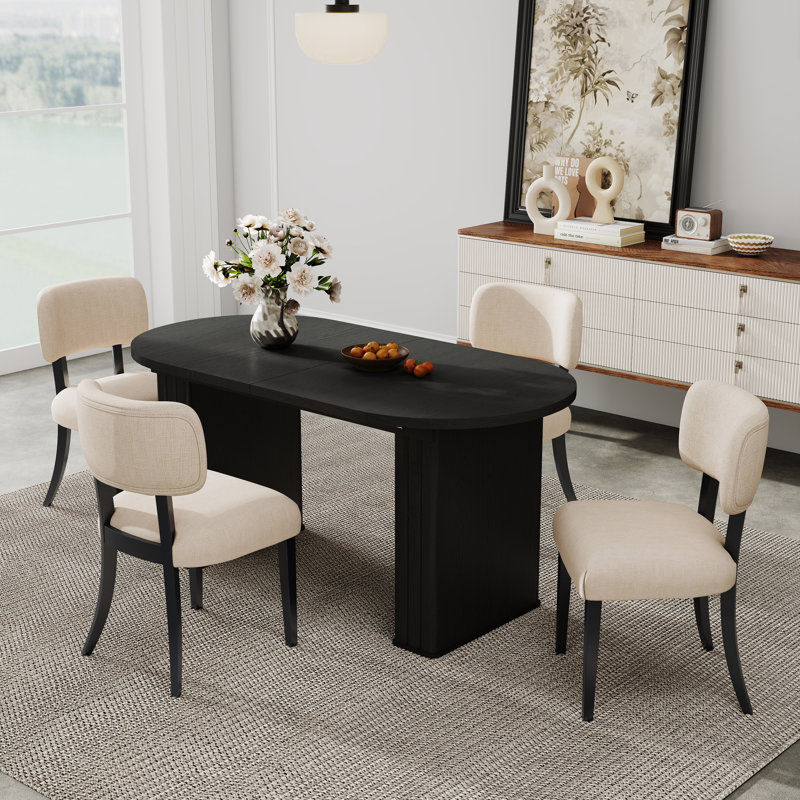 Table de salle à manger extensible Mid-Century, 5 pièces: table, 4 chaises