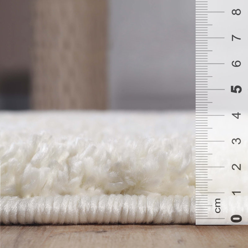 Ivory Plush Shag Indoor Runner Rug with Cotton Backing