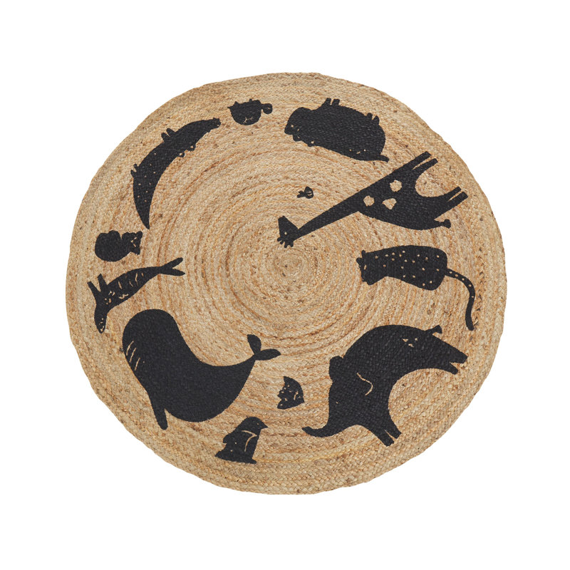 Round Rolfe Animal Print Hand Knotted 47cm X 47cm Area Rug