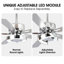 Ventilateur de plafond à DEL à intensité variable de 52 po avec 3 lumières colorées et télécommande Joquin, pales à double face, moteur à courant continu réversible à 6 vitesses