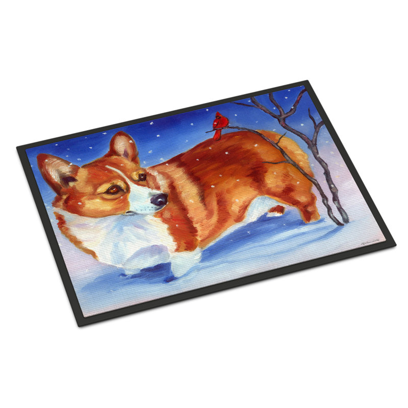Tapis de porte d’extérieur anti-dérapant cardinal buddy corgi, Rectangle 2 pi x 3 pi