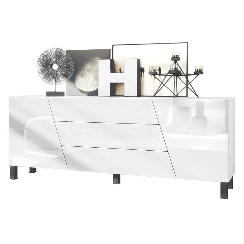 Mattoon 178 Cm Wide 3 Drawer Sideboard, High Gloss White