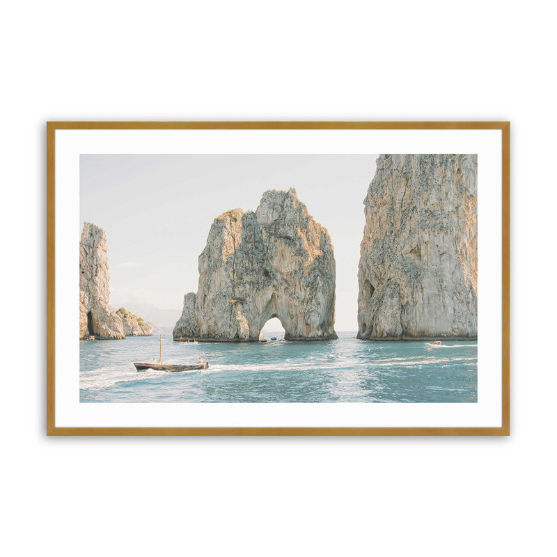 Imprimé océan arches, H 19,25 po x l 25,25 po x P 1,25 po, Cadre doré poli