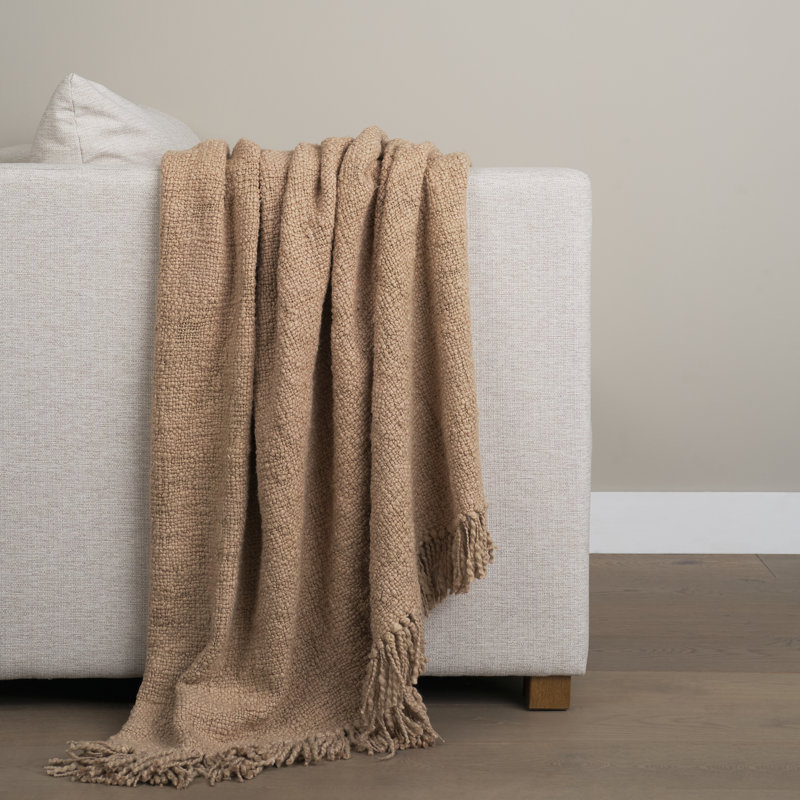 Jeté en coton tissé sable Kambal, Taupe