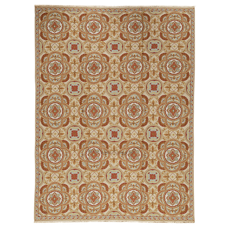 Tapis beige noué à la main de haute qualité