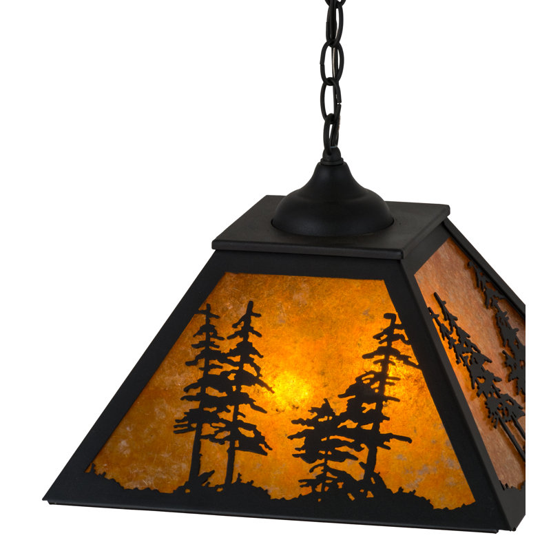 Tall Pines Pendant, 44" H x 22.25" W x 22.25" D, Amber Mica, Textured Black