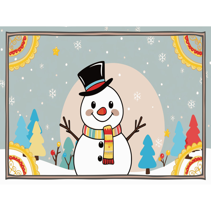 Tapis de vacances d'hiver de Noël lavable The Holiday Aisle®, Rectangulaire 7 pi x 10 pi