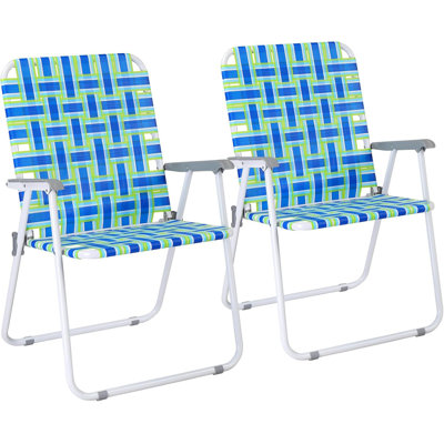 Blue Metal Folding Beach Chair(Set Of 4)