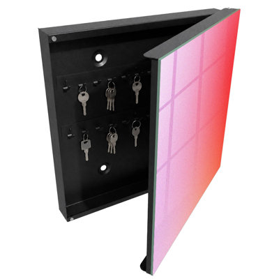 Key box for home, Opens to the right, 30x30x5, White, Pink-orange gradient with a delicate texture, 
