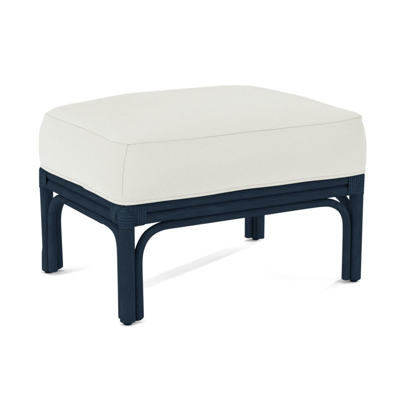 Boca Ottoman, Navy, White Performance Fabric; 0851-94