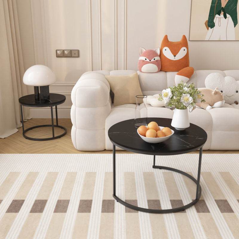 Ensemble de 2 tables basses gigognes, Noir