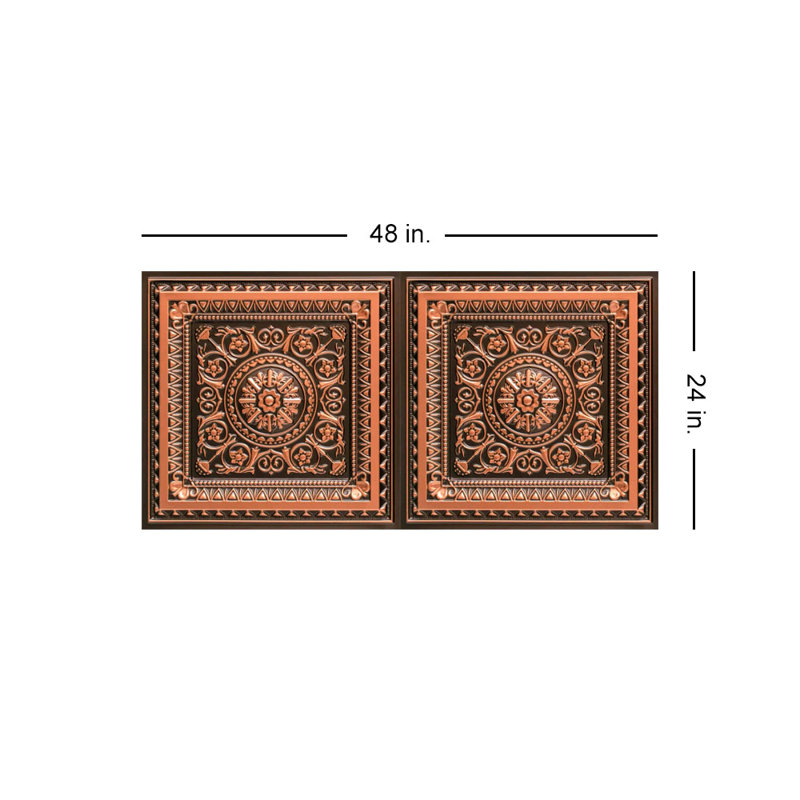 La Scala Antique Copper Faux Tin 2x4 ft Ceiling Tile