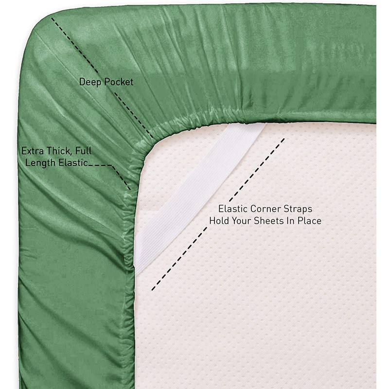 Microfiber Sheet Set, California King Sheet Set with 2 Pillowcases, Light Green