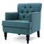 Fauteuil d'appoint rembourré bleu sarcelle foncé - fournit du lin texturé à assise supplémentaire avec garniture