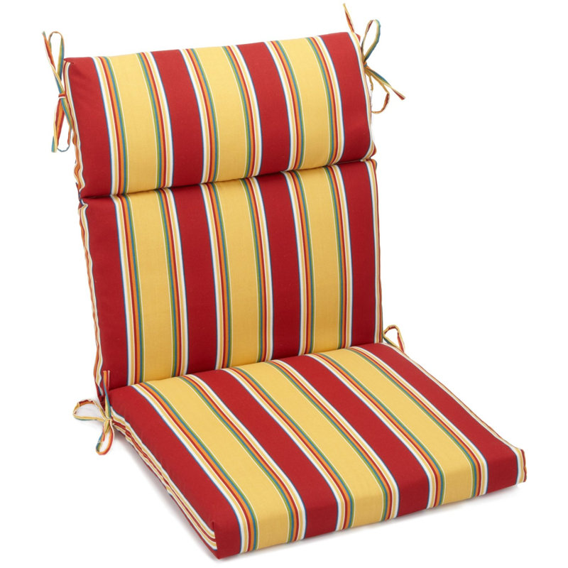Outdoor Seat/Back Chair Cushion, 19" W x 42" H, Blue/Green