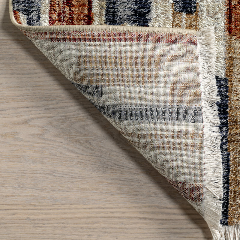 Multicolor Synthetic 5' x 7' Rectangular Striped Area Rug