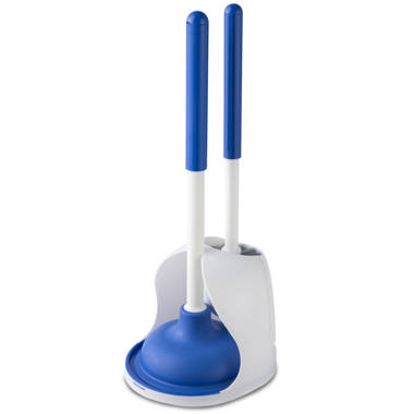 iDESIGN Toilet Brush with Holder and Plunger Set White