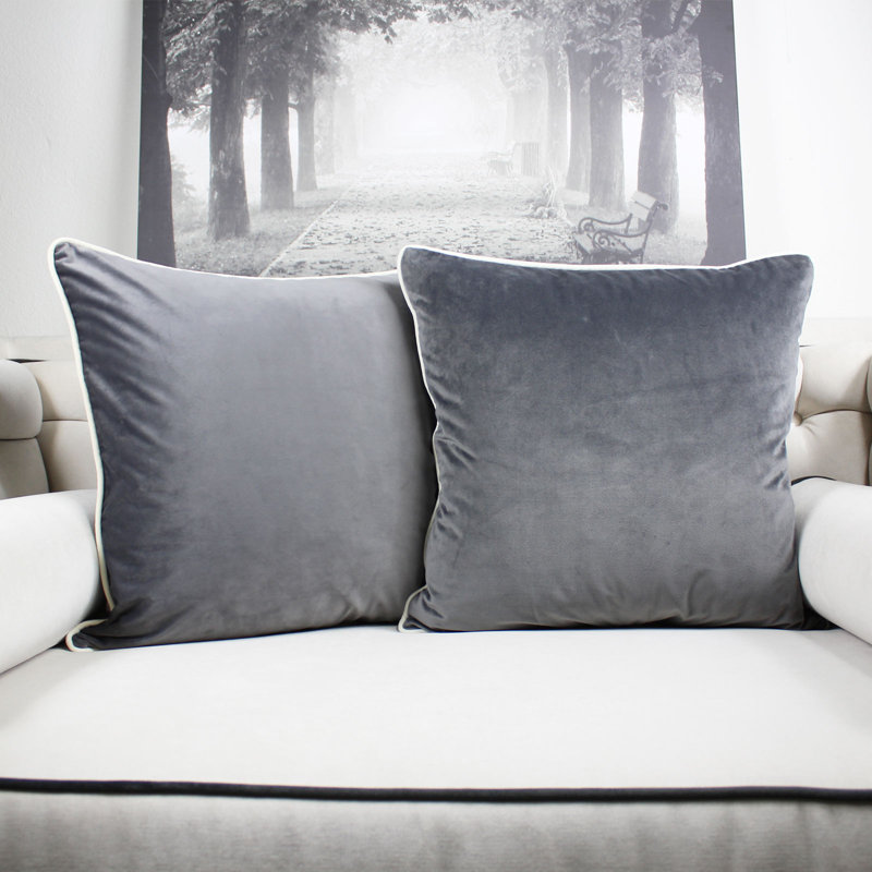  Square Indoor Pillow Cover and Insert, Gray