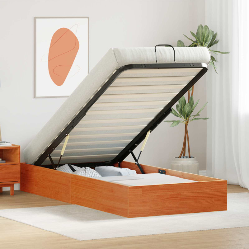 Solid Wood Bed Frame, 80 x 190cm, Brown
