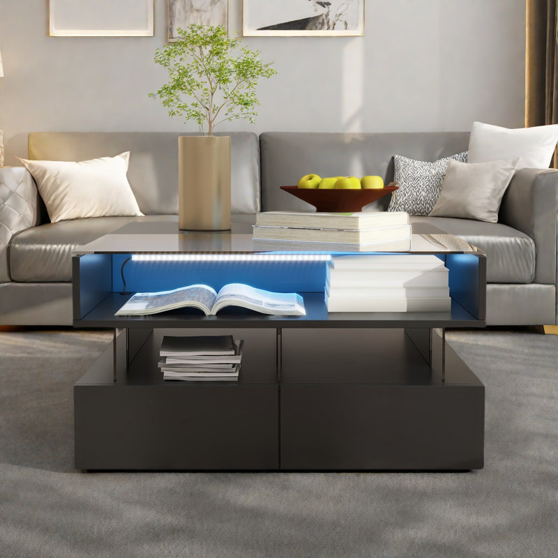 Square Lift Top Coffee Table With Storage, Black