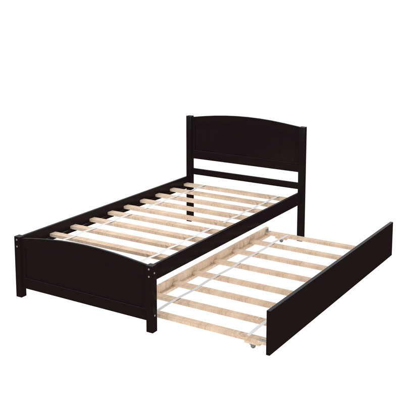 Lit plateforme simple avec lit gigogne Murtibai, Espresso