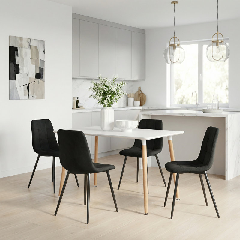 4 - Person Dining Set, Black, White