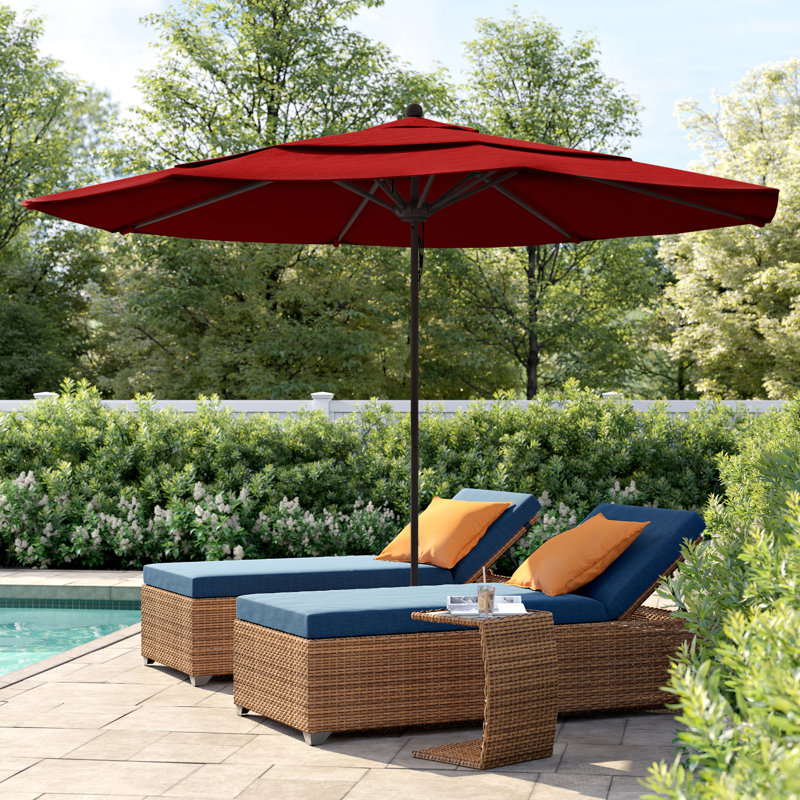 Parasol de marché 11 pi Hibo, Toile Sunbrella® rouge Jockey
