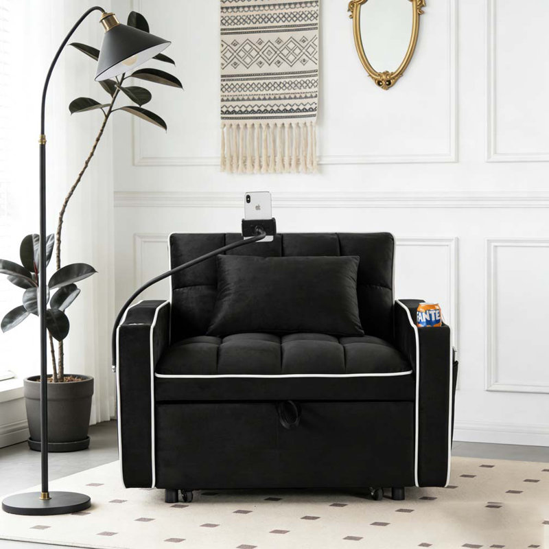1 canapé-lit pliable polyvalent en 3 longueurs, Noir