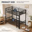 Lit superposé en métal noir de 78 po x 66,1 po x 40,9 po avec échelle et garde-corps hauts; lits simples simples; conception silencieuse avec espace de rangement sous le lit.