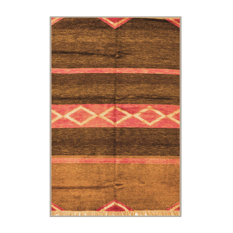 Tapis en polyester tissé à la machine Mcmahen Southwestern, Rectangle 2 pi x 3 pi