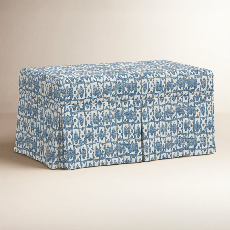 Wyatt Upholstered Storage Bench, Texture Block Blue