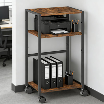 3-Tier Computer Tower Stand With Charging Station, Adjustable Mobile CPU Stand For PC Tower And Printer, Sturdy Metal Frame Design For Home Office Organization