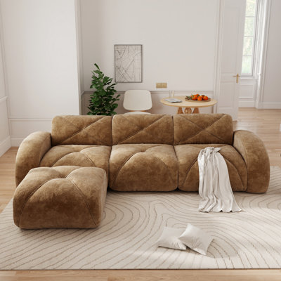 110.6" Upholstered L-Shaped Boneless Sectional With Ottoman