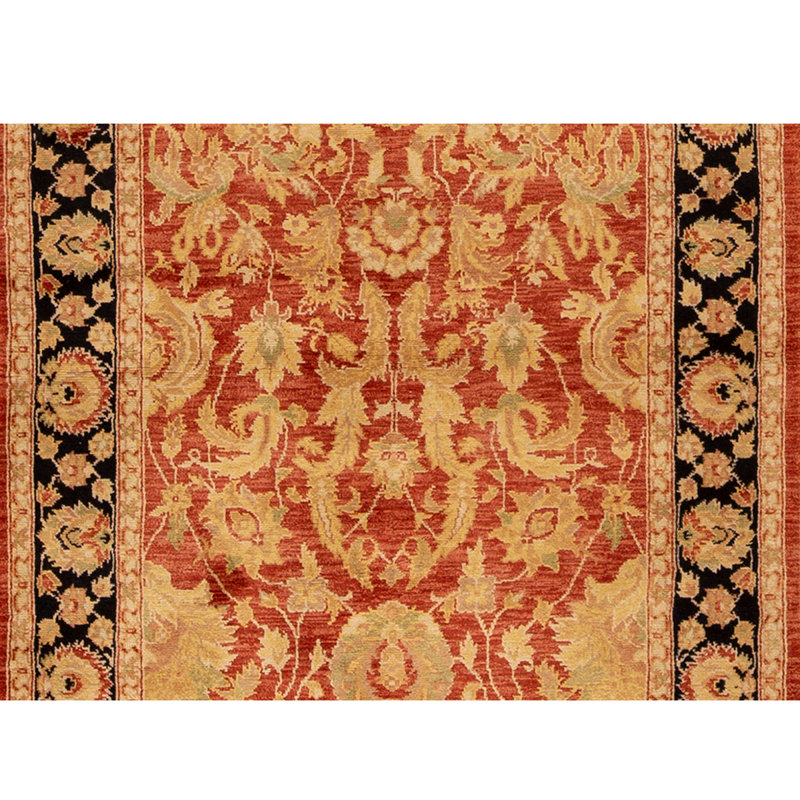 Tapis rouge / noir / beige noué à la main de haute qualité