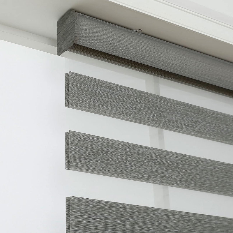 Cordless Light Filtering Dual Layer Roller Shade, 29"W x 72"L, Steel Gray