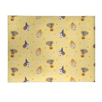 Tapis jaune/brun/orange zone fait main