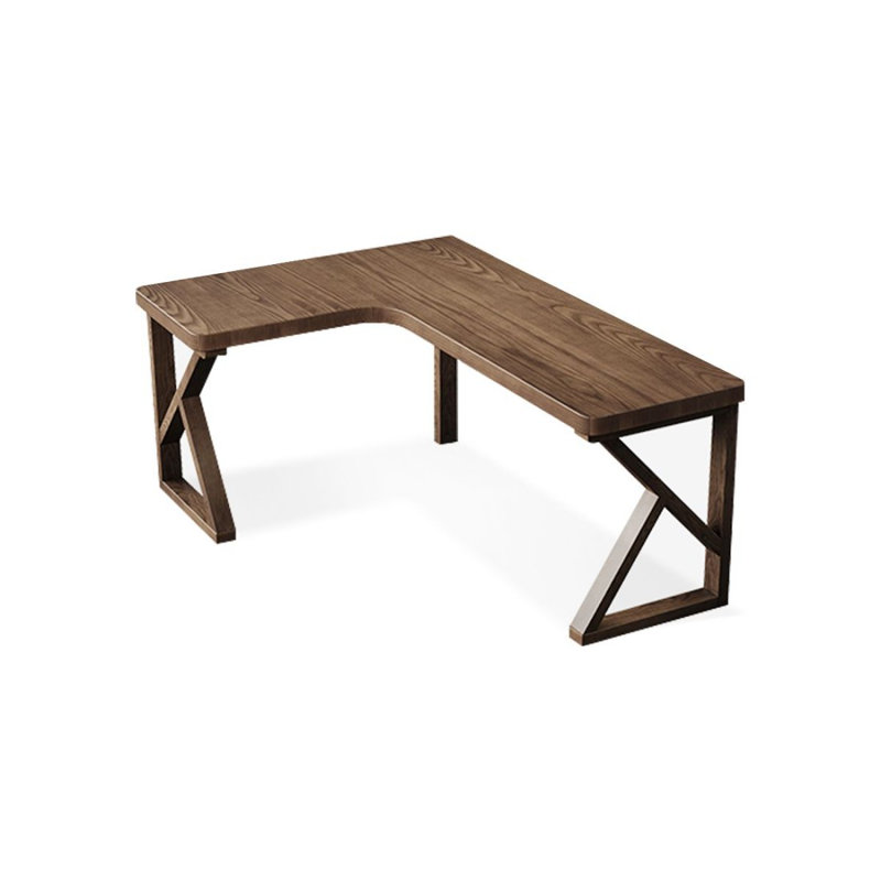 Bureau d'angle entièrement en bois massif, bureau d'angle en forme de L, H 29,53 po x l 62,99 po x P 47,24 po