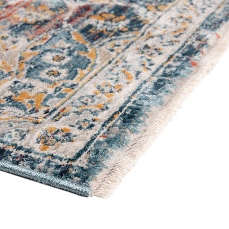 Tapis oriental bleu / crème / rouge Alize, Carré 10 pi 2 po