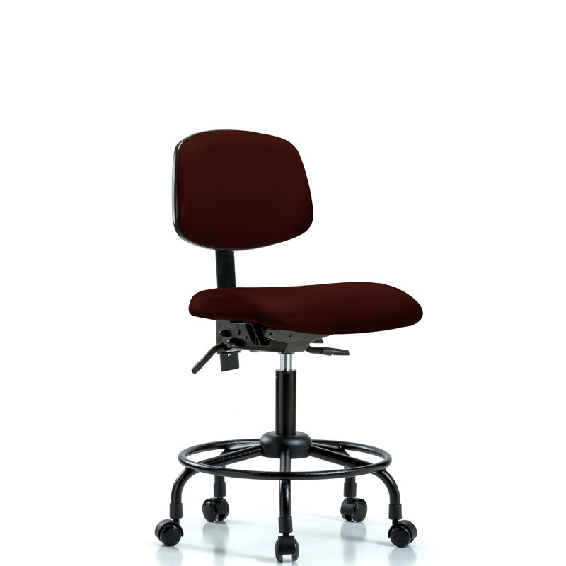 Kacey Vinyl Drafting Chair, Burgundy, Casters, Included