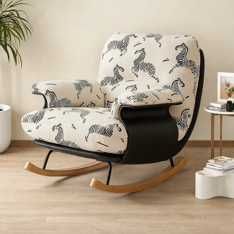 Modern Single Balcony Cotton-Linen Rocking Chair