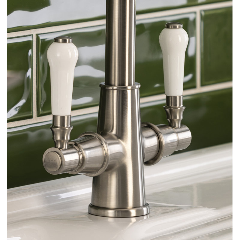 Abode Keswick Traditional Dual Handle Monobloc Tap, Brushed Nickel