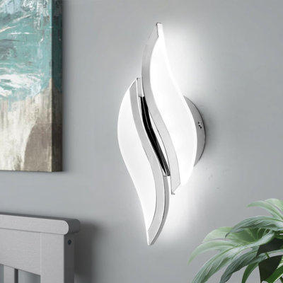 Applique murale d'intérieur moderne à DEL en chrome 6000K Applique murale en acrylique pour salon, chambre à coucher, chevet, salle de bain, couloir, escalier, lampe murale (chrome, paquet de 1, 6000 K)