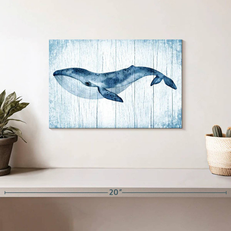 Baleine bleue en bois Brampt, H 8 po x l 12 po