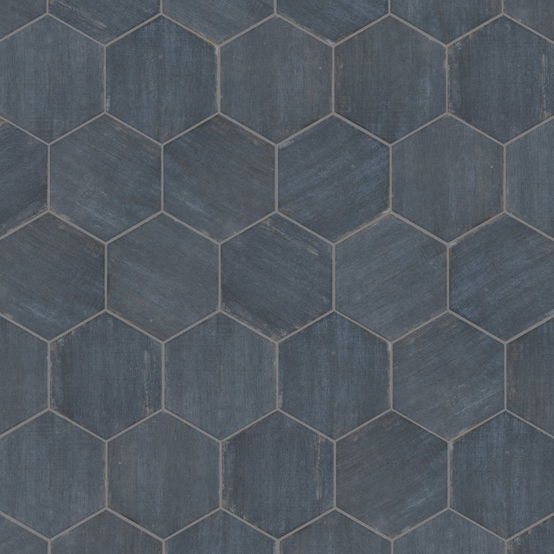 Retro 7" x 8" Porcelain Wood Look Wall & Floor Tile, Blue