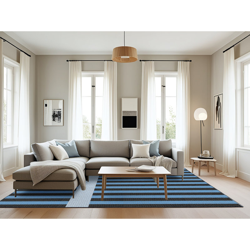 Tapis bleu/gris à tisser électrique, Rectangle 8 pi x 10 pi