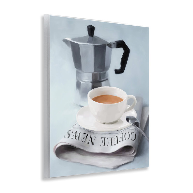 Art mural espresso, café et journal, par Carol Robinson