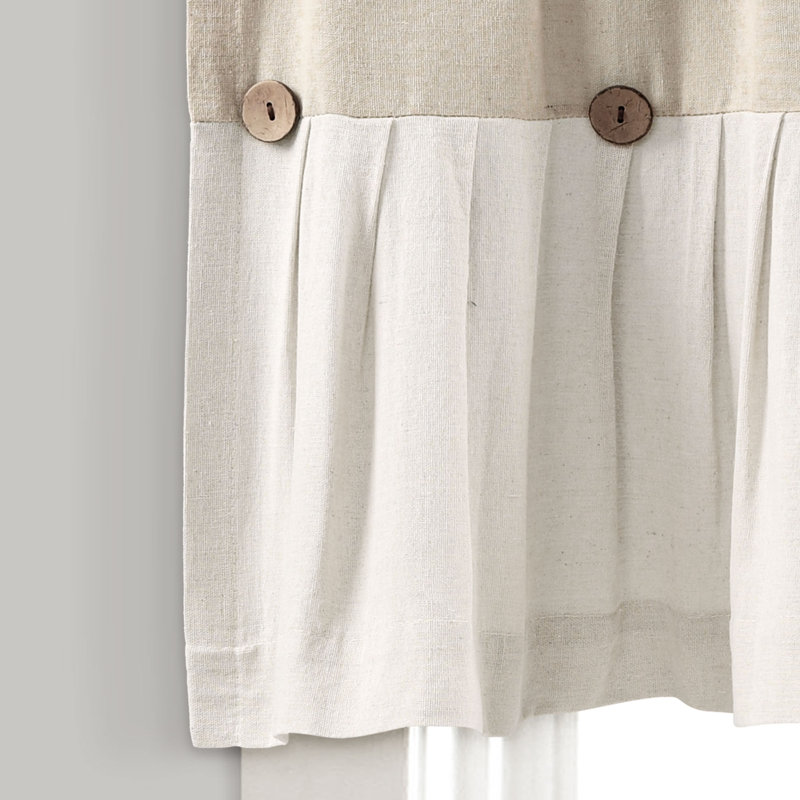 Lush Decor Linen Button Single Window Valance, Linen, 52"W x 18"L