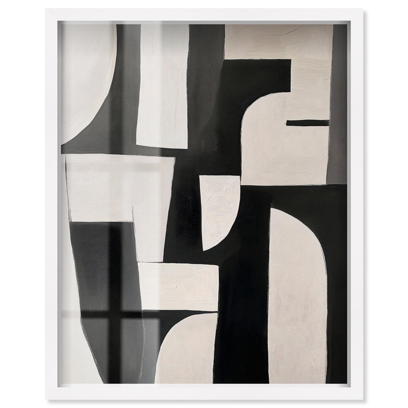 «Curvilinear Contrast II Shadowbox Print Midcentury Art» par Art Remedy, 31" H x 25" W, Blanc