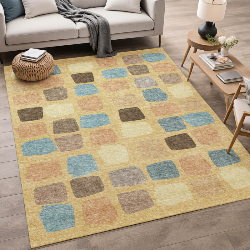 Tapis intérieur / extérieur lavable à la machine Chantille ACN2501, Gold, 5 pi x 7 pi 6 po