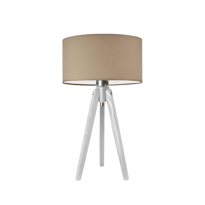 Balinas Solid Wood Tripod Lamp, White, Tan